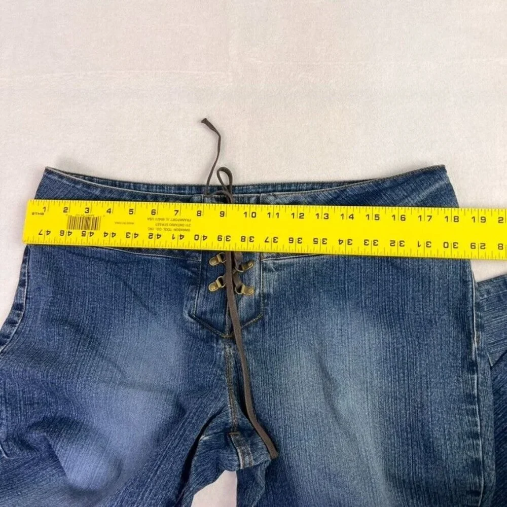 Jordache Jeans Women 15/16 Lace Up Y2K 90 Low Rise Denim Corset Bootcut Vintage - Picture 7 of 12